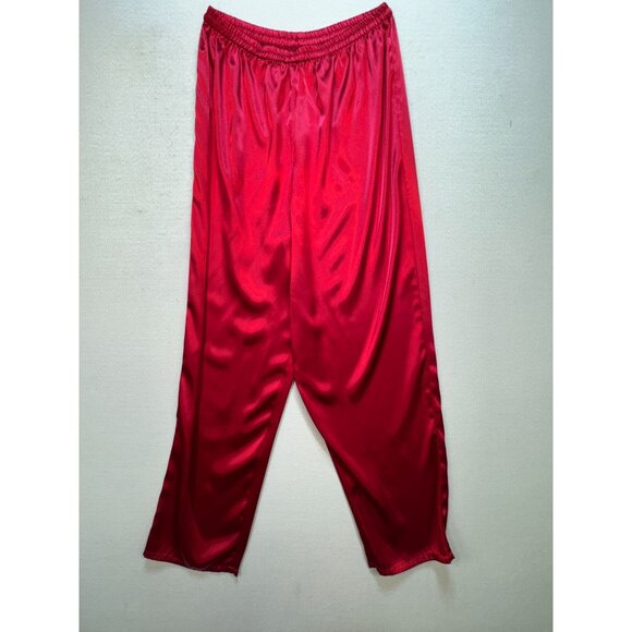 Vintage Inner Most Womens Satin Button Up Pants Pajama Set Size L Red Sleepwear - Picture 10 of 14